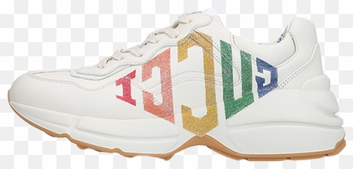 Gucci Rhyton Cream - Glitter Sneakers On Feet png