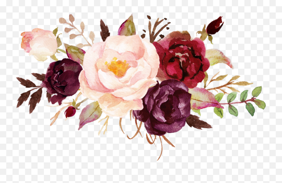 Png Sticker By Ariana Almeida Rosa Manoel - Burgundy Watercolor Flowers Png,Floral Png