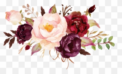 Png Sticker By Ariana Almeida Rosa Manoel - Burgundy Watercolor Flowers Png