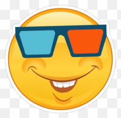 Crazy Smiling Emoji With 3d Glasses Sticker - Smiley png