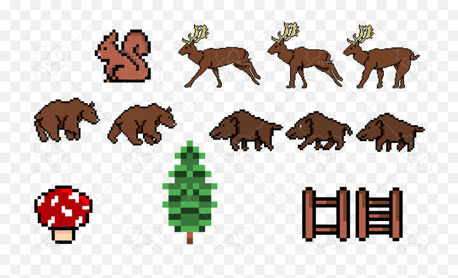 Retro Forrest Sprites Gamedev Market - Reindeer Png,Forrest Png