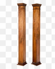 19th Century Tall Square Columns - A Pair Wood Png