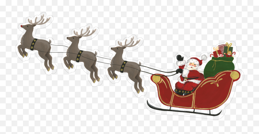Santa Sleigh With Reindeer Print Cut - Santa Claus Png,Santa Sleigh Png