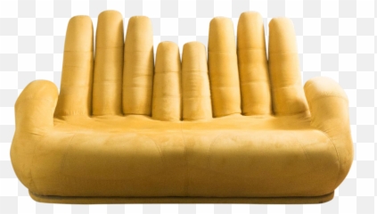 1960s Abstract Yellow Fabric Cupped - Vintage Hand Shaped Couch Png,Cupped Hands Png