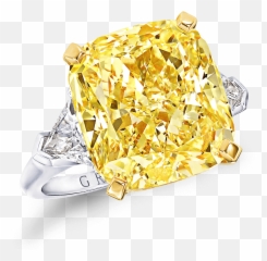 Cushion Cut Yellow And White Diamond Ring 1302 Ct Fancy - Yellow Diamond Ring Costume Png,Yellow Diamond Png
