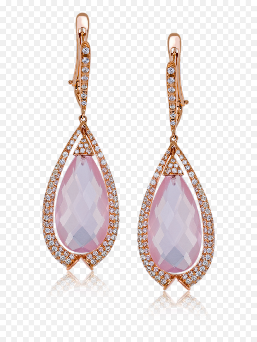14kt Rose Gold Quartz U0026 Diamond Earrings - Earrings Png,Diamond Earring Png