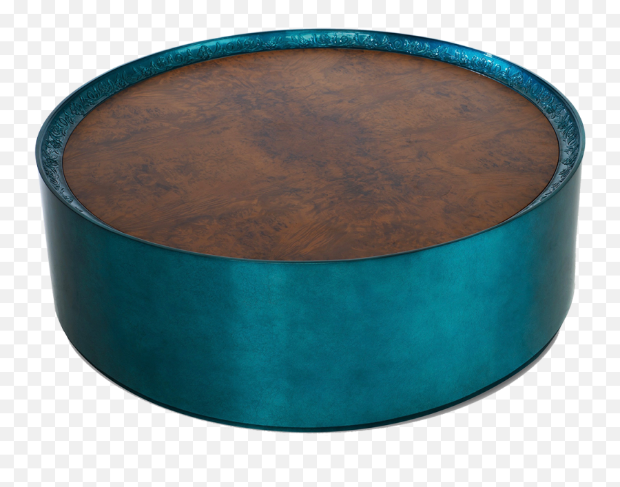 Shy Centre Table In Carved Wood And Dark Turquoise Silver - Solid Png,Icon Silverleaf