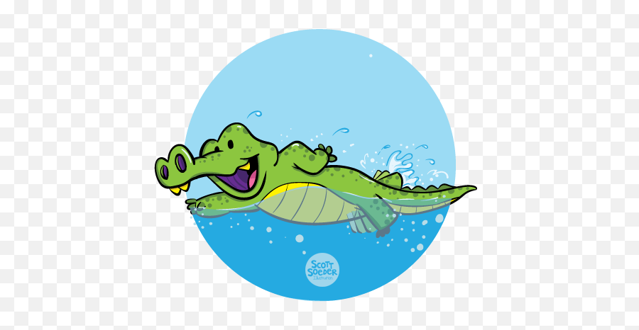 Gator Illustrations For The J Swim - Crocodile Swimming Clipart Png,Gator Png