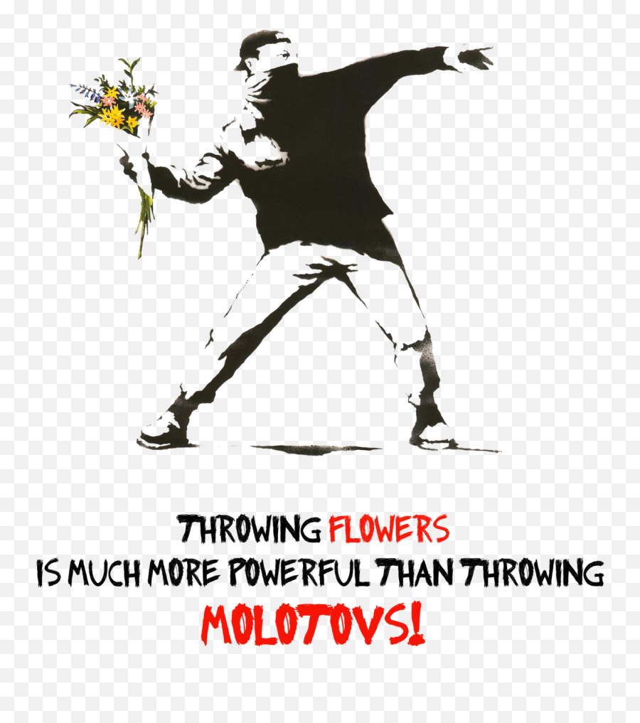 Powerful Than Molotov Throwing Flowers - Banksy Flower Thrower Png,Banksy Png