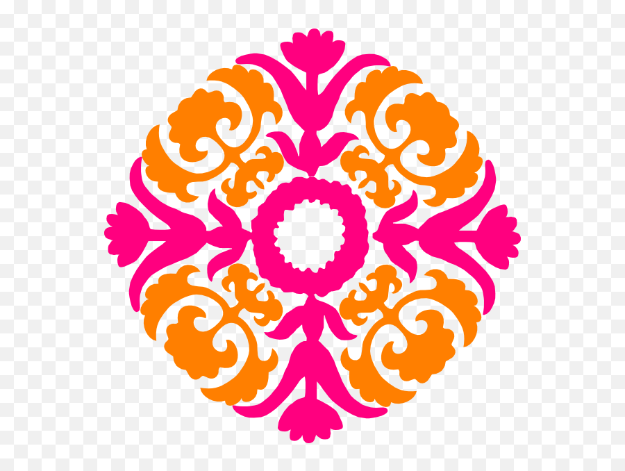 Damask Pink Orange Clip - Desain Floral Islam Png Islamic Background Pattern Design,Damask Png
