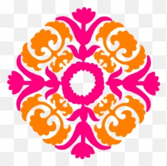 Damask Pink Orange Clip - Desain Floral Islam Png Islamic Background Pattern Design
