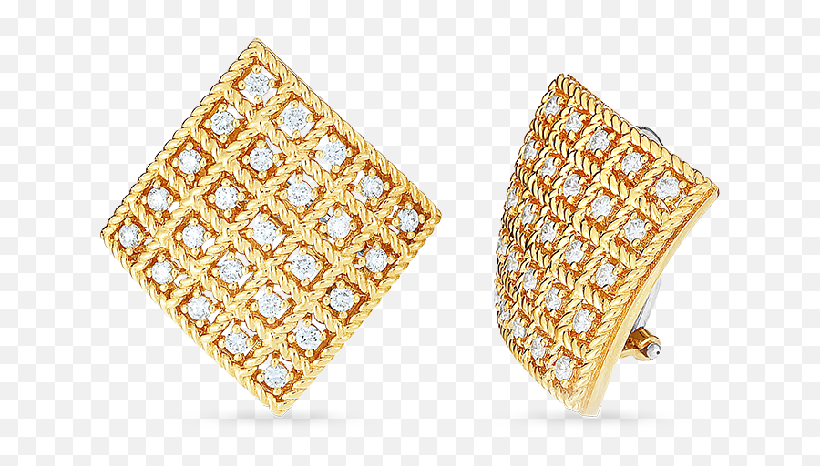 18kt Gold Square Earrings With Diamonds - Earrings Png,Gold Square Png