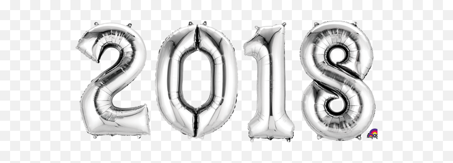 2018 Silver Balloon Bunch - Number Shaped Balloons 18 Full Drawing Png,Silver Balloons Png