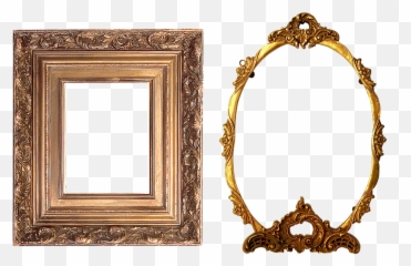 Golden Mirror Frame Transparent Background Png Arts - Round Photo