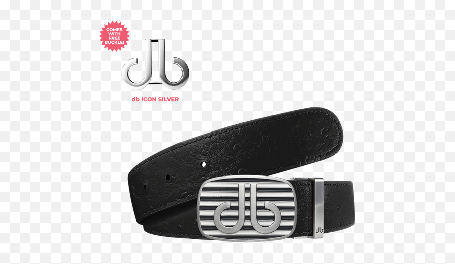 Black Ostrich Leather Belt With Blackwhite Striped Buckle - Gucci Png,Db Icon