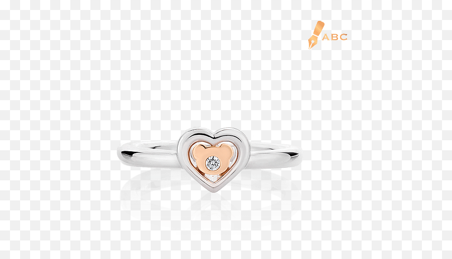 Silver U0026 14k Gold Heart Bear Diamond Ring - Solid Png,Chopard Happy Diamonds Icon