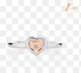 Silver U0026 14k Gold Heart Bear Diamond Ring - Solid png