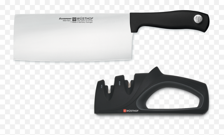 Chinese Chefu0027s Knife U0026 Sharpener Set 9811 Wusthof - Made Bowie Knife Png,Chef Knife Png