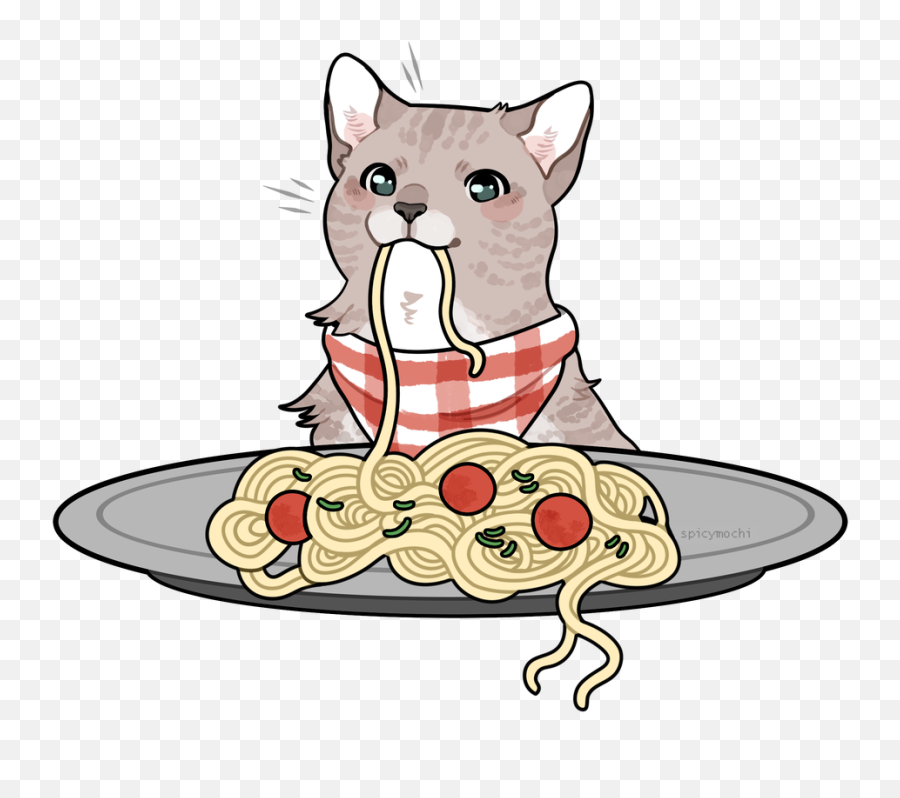Cat Eating Spaghetti Clipart - Spaghetti Eating Cartoons Png,Dog And Cat  Png - free transparent png images 