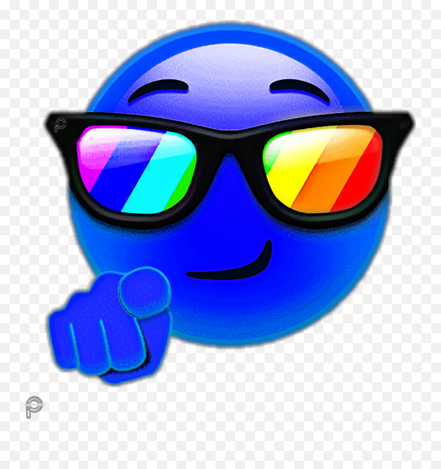 Blue Colorful Emoji Sunglasses Cartoon Emojisticker Pic - Smiley Png,Sunglasses Emoji Png