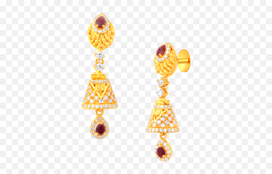 Splendid Jhumka Gold Earrings - Gold Earring Png,Gold Earring Png