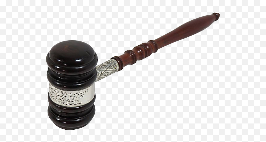 1915 Vintage Rosewood U0026 Sterling Silver Gavel - Melee Weapon Png,Gavel Png