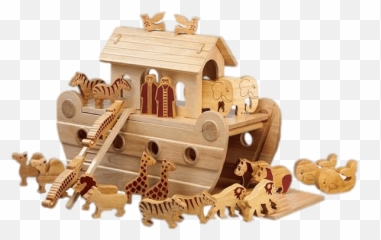 Noahu0027s Ark Wooden Play Set Transparent Png - Stickpng Wooden Noahs Ark Toy,Ark Png