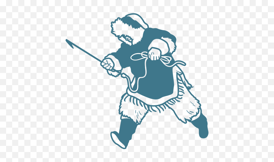 Eskimo Man With Spear Running Stroke - Transparent Png U0026 Svg Illustration,Spear Transparent