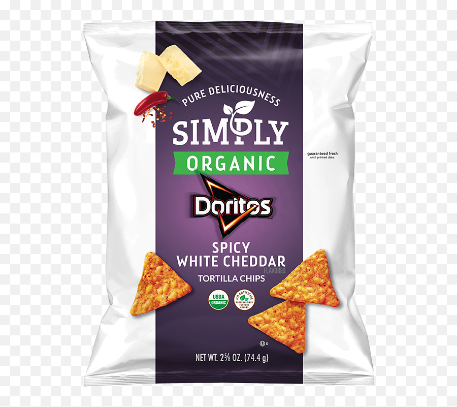 Organic Spicy White Cheddar Flavored - Doritos Simply Organic White Cheddar Flavored Tortilla Chips Png,Doritos Png