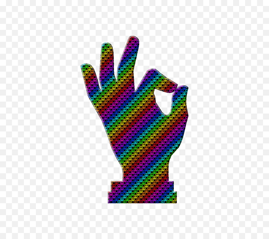 Download Hd Hand Symbol Okay - Rainbow Ok Hand Emoji Png,Peace Sign Transparent Background