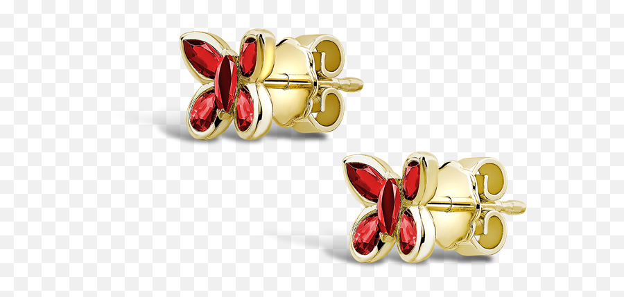 Butterfly Ruby Stud Earrings 136ct In Yellow Gold Pragnell - Solid Png,Gold Butterfly Png