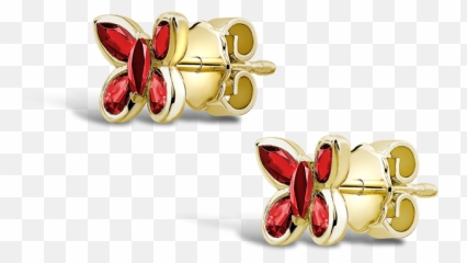 Butterfly Ruby Stud Earrings 136ct In Yellow Gold Pragnell - Solid Png,Gold Butterfly Png