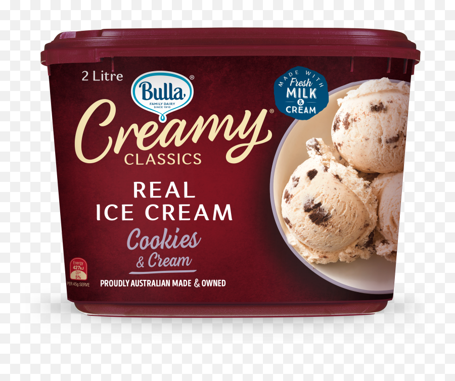 Bulla Creamy Classics Ice Cream Choc Chip 2l - Bulla Ice Cream Sandwich Png,Cookies And Cream Png