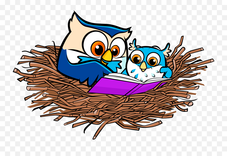 Nest Clipart Owl - Owls Reading Clip Art Full Size Nido De Pajaros Dibujo Color Png,Ovo Owl Png