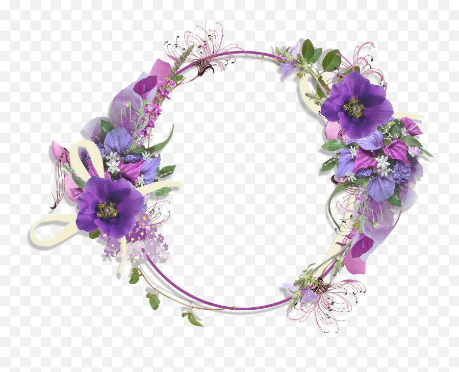 Flower Frame Vector - Purple Flower Circle Border Png,Flower Circle Png