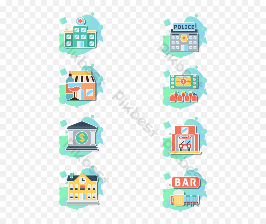 Vector 8 Groups Of City Buildings Icon Design Ai Free - Vertical Png,Skyscrapers Icon