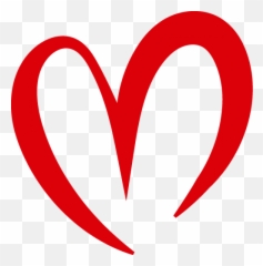 Curved Red Heart Outline Png Image For Free - Line Transparent