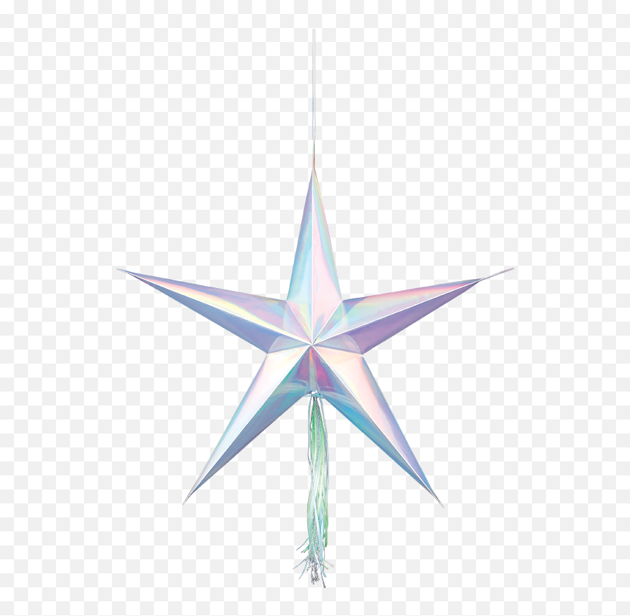 Shimmering Party Iridescent Hanging 3d Star Decorations - Silver Stars Png,3d Star Png