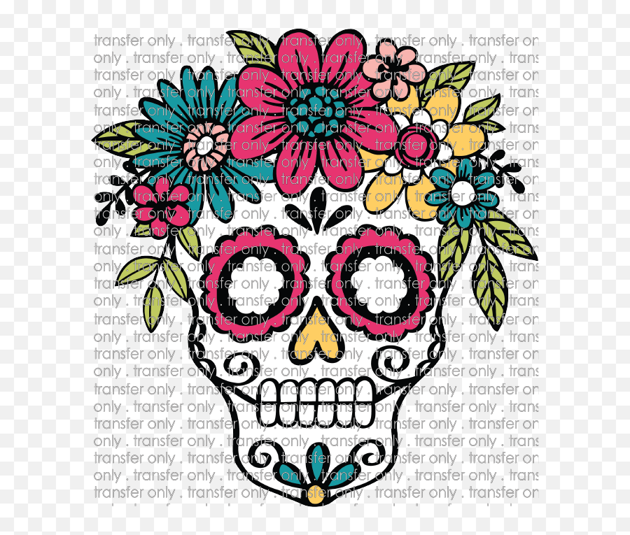 Day Of Dead Skull - Illustration Png,Dead Flowers Png