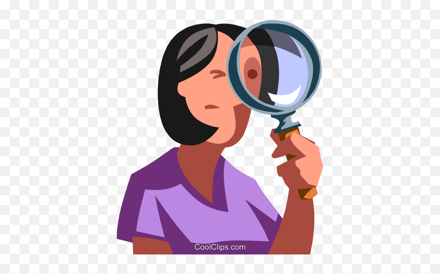 Woman Looking Through A Magnifying Glass Royalty Free Vector - Mulher Com Lupa Png,Lupa Png