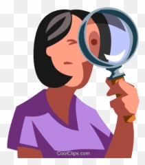Woman Looking Through A Magnifying Glass Royalty Free Vector - Mulher Com Lupa Png,Lupa Png