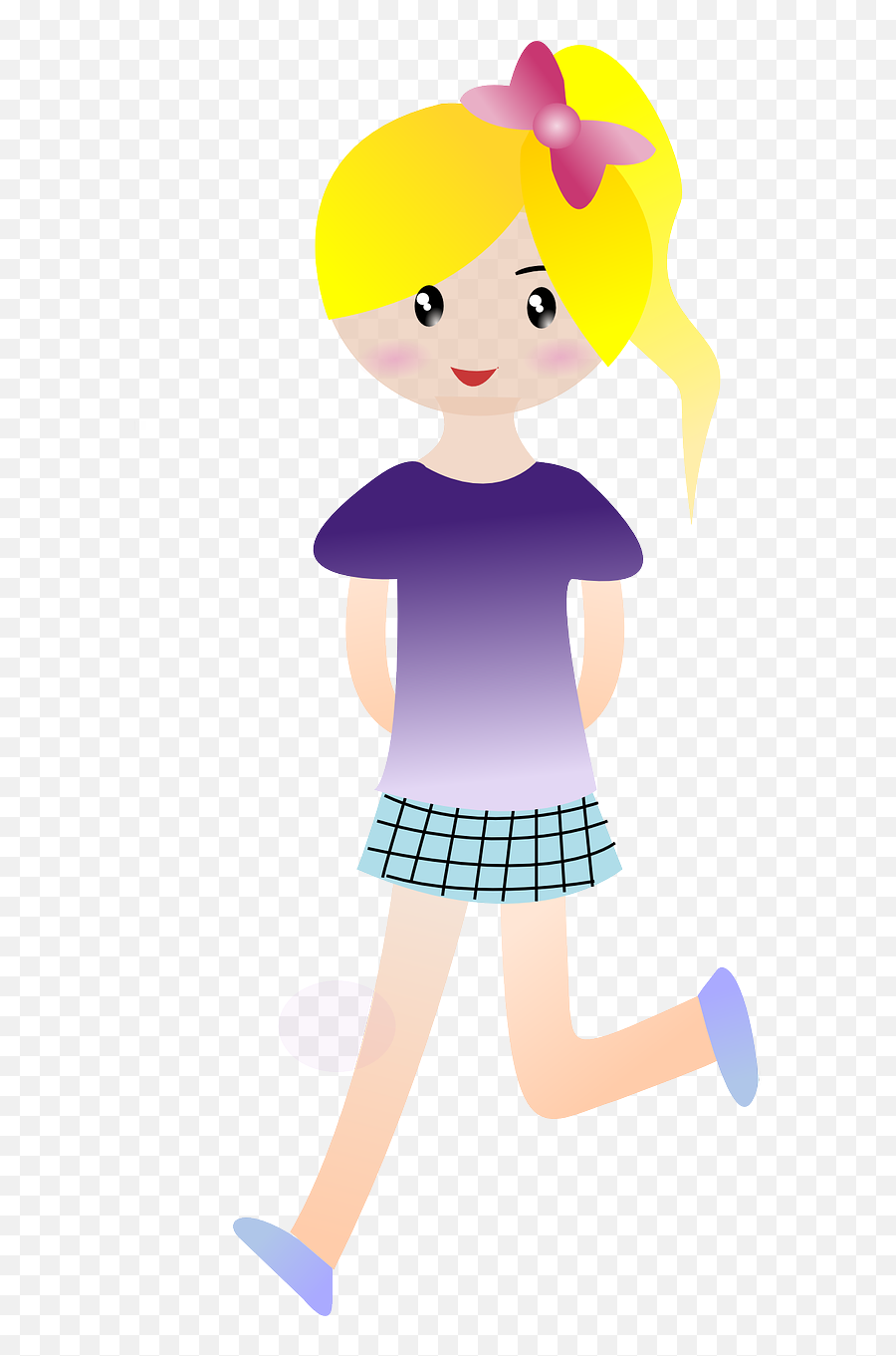 Girl Ponytail Running Walking Png Image - Cartoon Girl Walking,Girl Walking Png