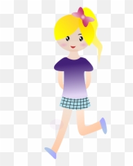 Girl Ponytail Running Walking Png Image - Cartoon Girl Walking,Girl Walking Png