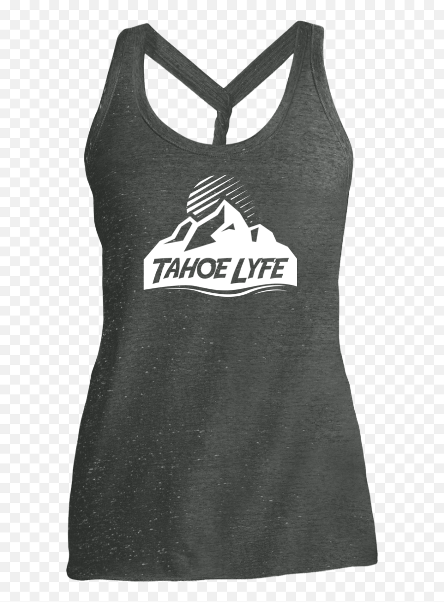 Tahoe Lyfe White Mountain Logo Ladies Cosmic Twist Back Tank Png
