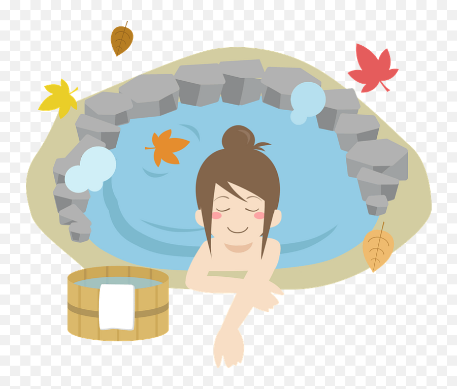 Woman Is Relaxing In A Hot Spring Clipart Free Download Png
