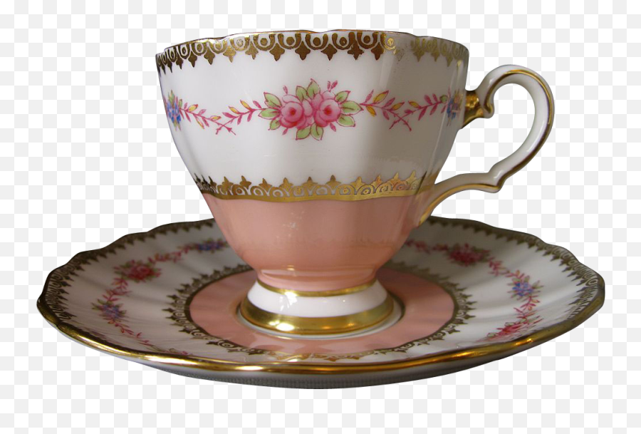 Grosvenor Cup U0026 Saucer Roses B48 Bone China For Hudsonu0027s - Fancy Tea Cup Transparent Background Png,Tea Cup Transparent Background