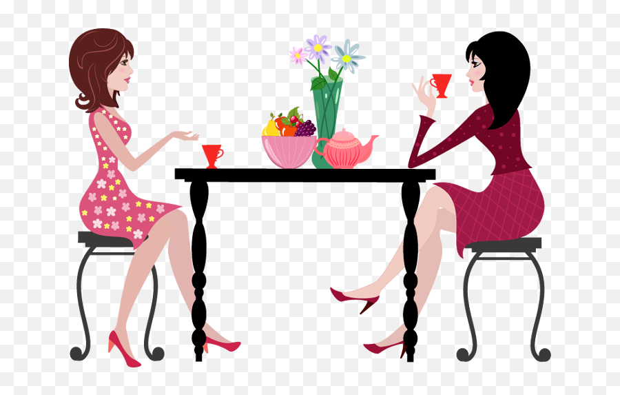 Picture Library People Sitting - Ladies Having Coffee Cartoon Png,People Sitting At Table Png