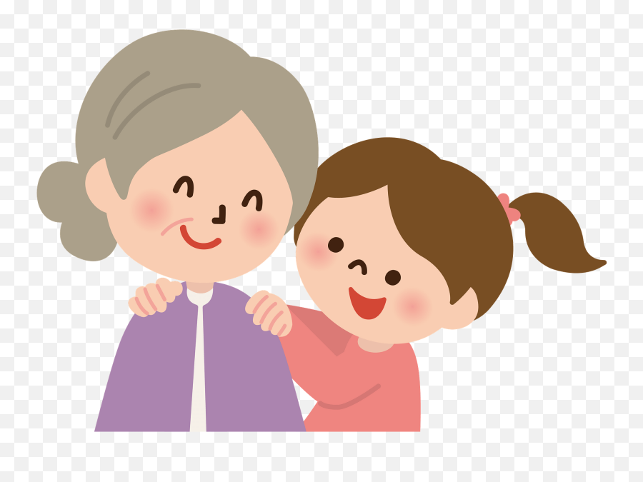 Grandmother And Granddaughter Clipart - Grandmother And Granddaughter Cartoon Png,Grandma Transparent