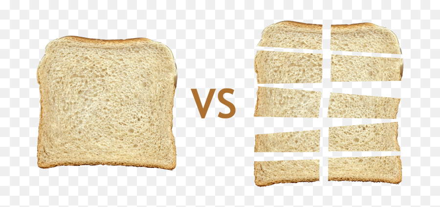 Download Hd Whole Slice Of Bread Vs Pieces Sliced - Piece Of Vs Slice Png,Bread Slice Png