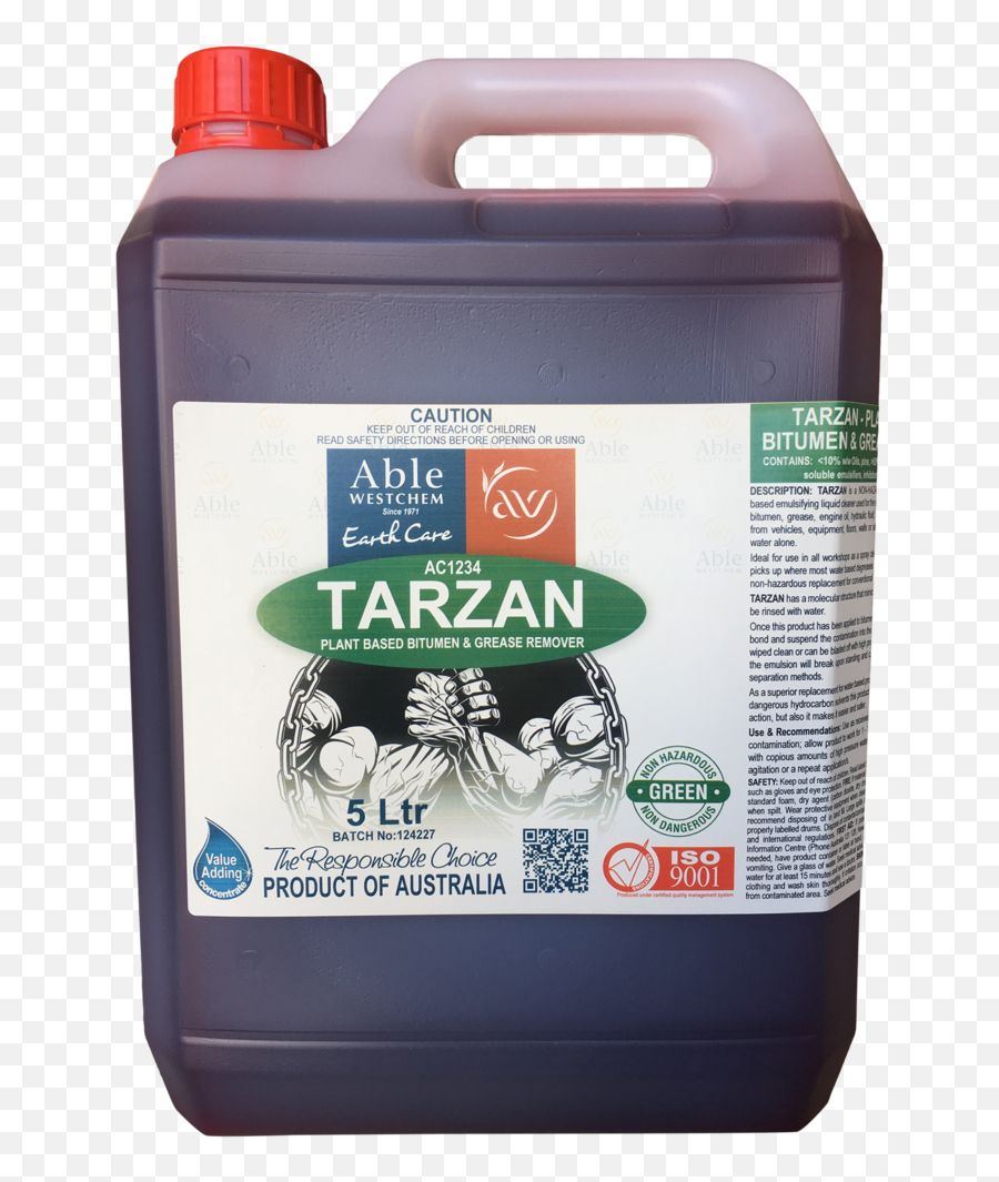 Tarzan - Plant Based Bitumen U0026 Grease Remover U2013 Able Westchem Bottle Png,Tarzan Png